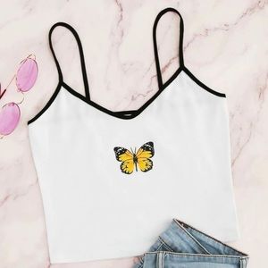 SHEIN White Butterfly Tank Top